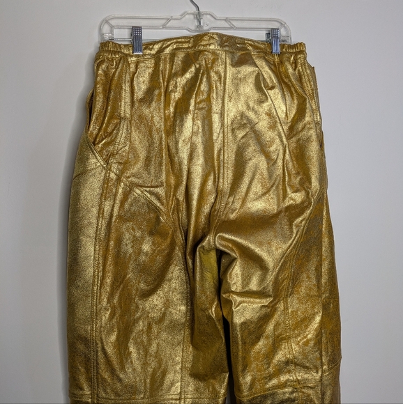 Vintage Distressed Gold Wide Leg Leather Pant 1X - Picture 7 of 14